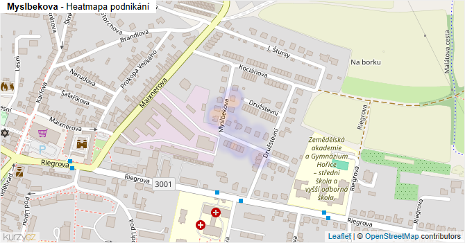 Myslbekova - mapa podnikání