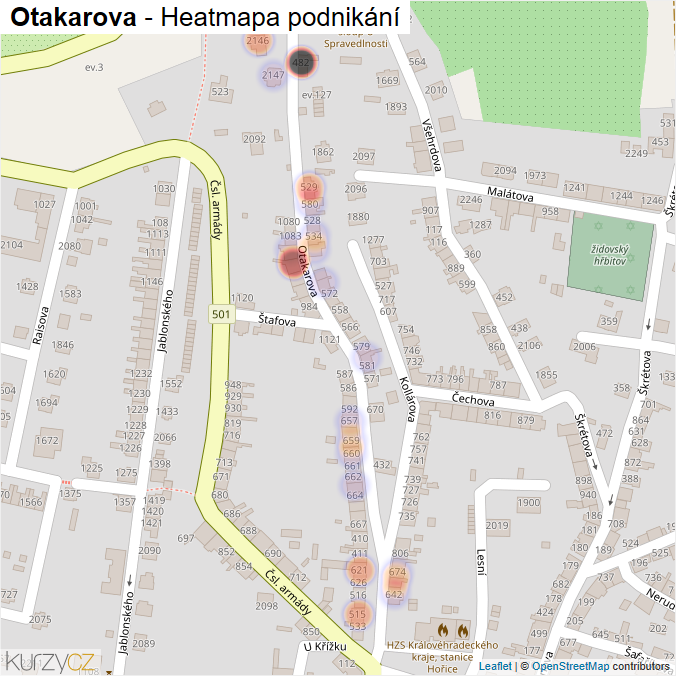 Mapa Otakarova - Firmy v ulici.