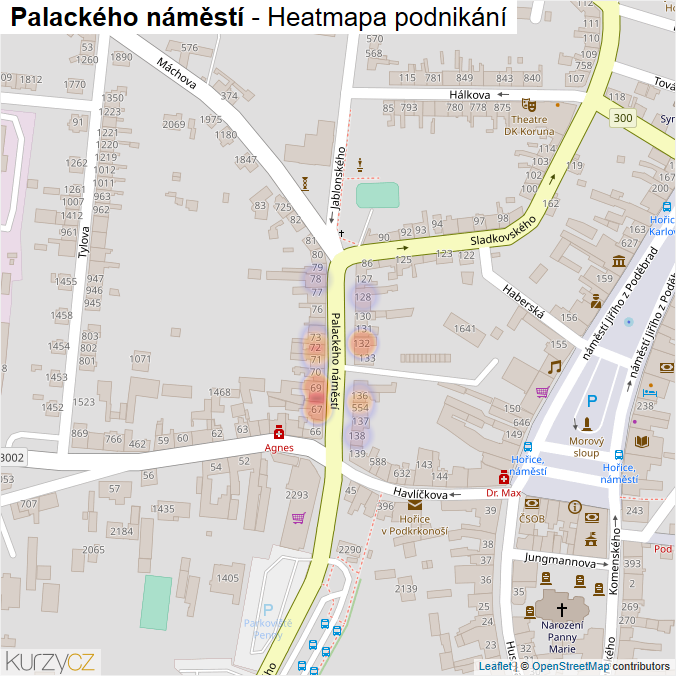 Mapa Palackého náměstí - Firmy v ulici.