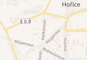 Pelikánova v obci Hořice - mapa ulice