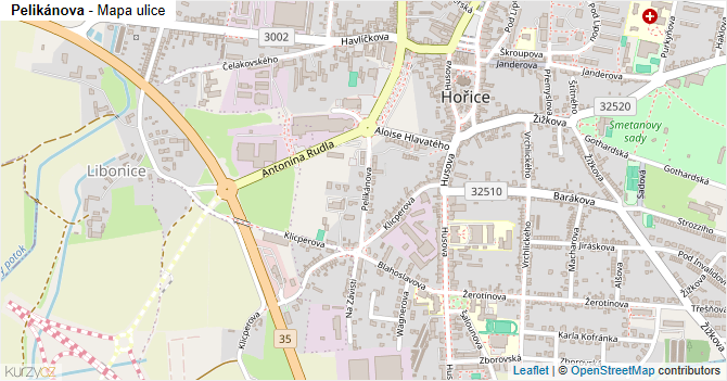 Pelikánova - mapa ulice