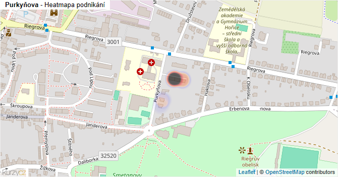 Purkyňova - mapa podnikání