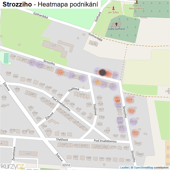 Mapa Strozziho - Firmy v ulici.