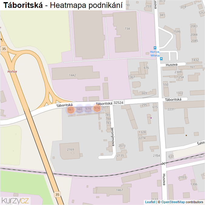 Mapa Táboritská - Firmy v ulici.