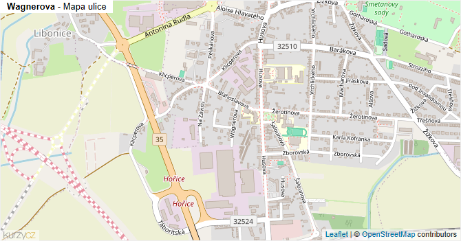 Wagnerova - mapa ulice