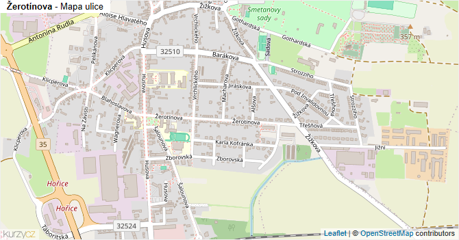 Žerotínova - mapa ulice