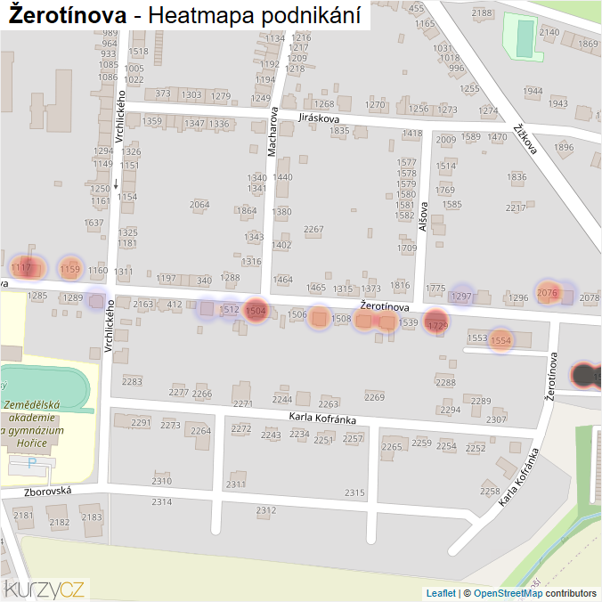Mapa Žerotínova - Firmy v ulici.