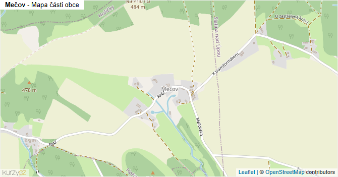 Mečov - mapa části obce