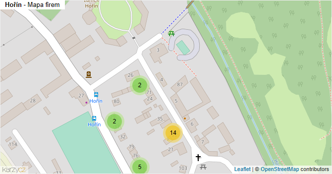 Hořín - mapa firem