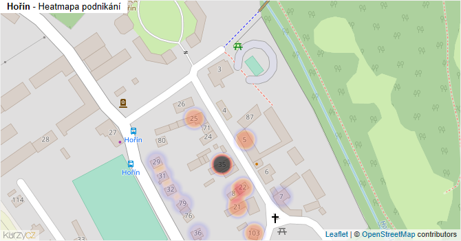 Hořín - mapa podnikání