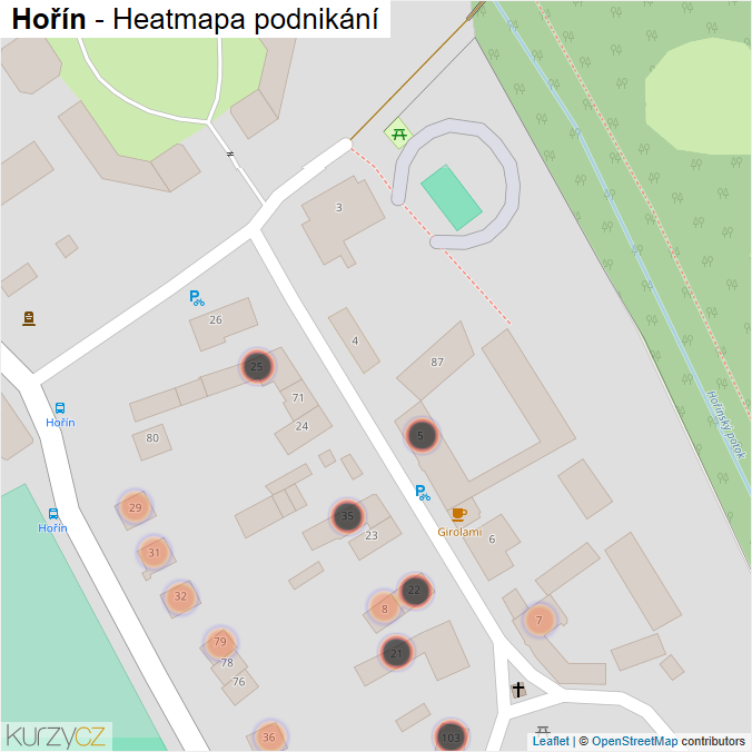 Mapa Hořín - Firmy v obci.