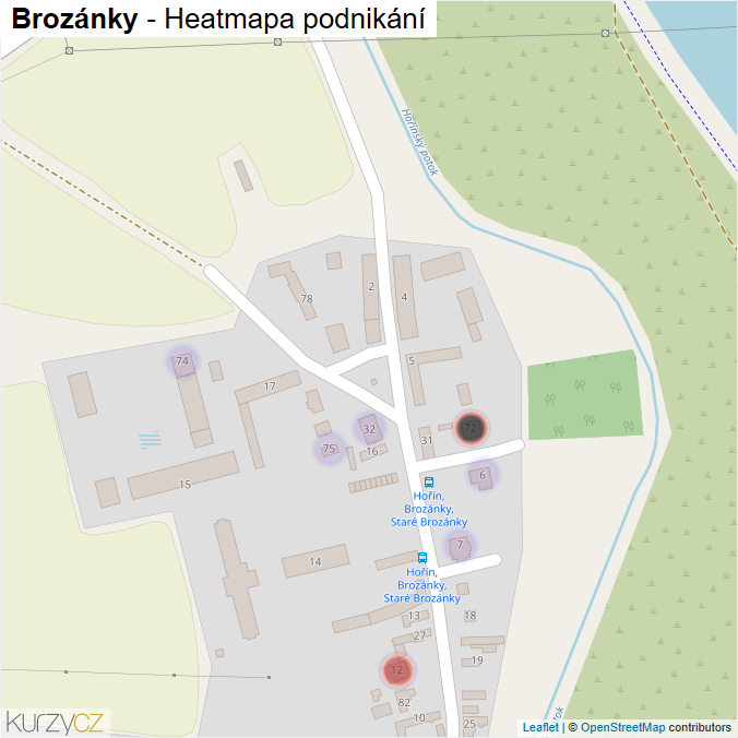 Mapa Brozánky - Firmy v části obce.