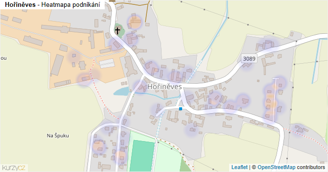 Hořiněves - mapa podnikání