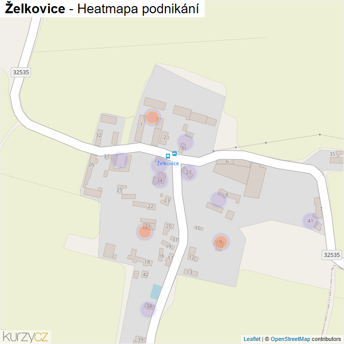 Mapa Želkovice - Firmy v části obce.