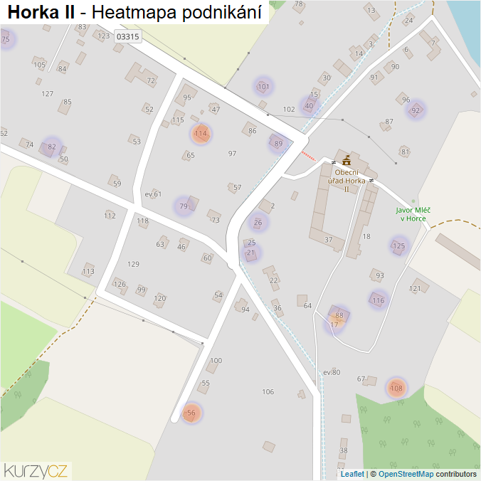 Mapa Horka II - Firmy v části obce.