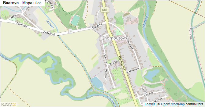 Baarova - mapa ulice