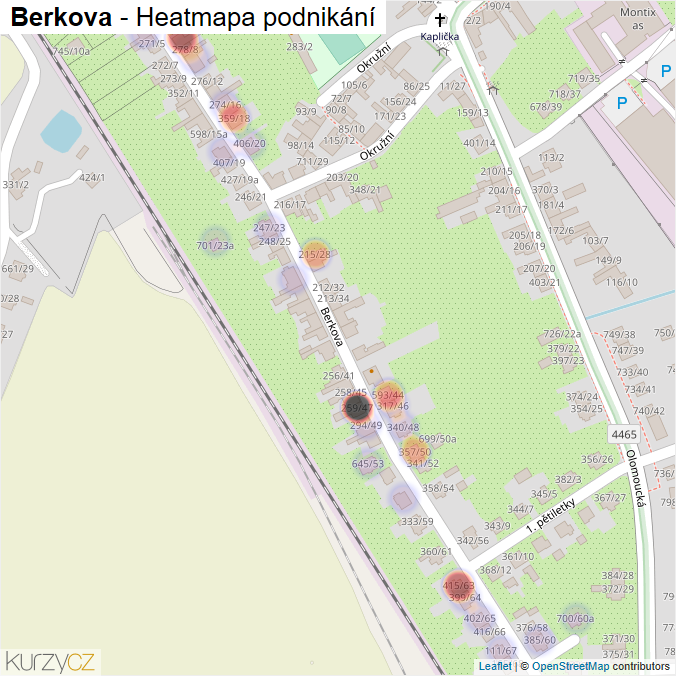 Mapa Berkova - Firmy v ulici.