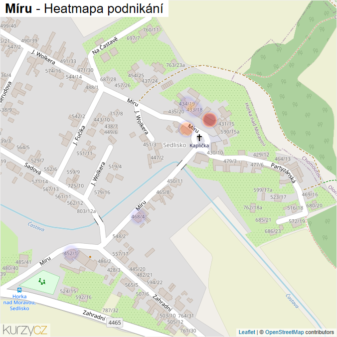 Mapa Míru - Firmy v ulici.