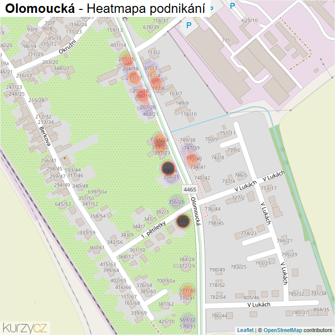 Mapa Olomoucká - Firmy v ulici.
