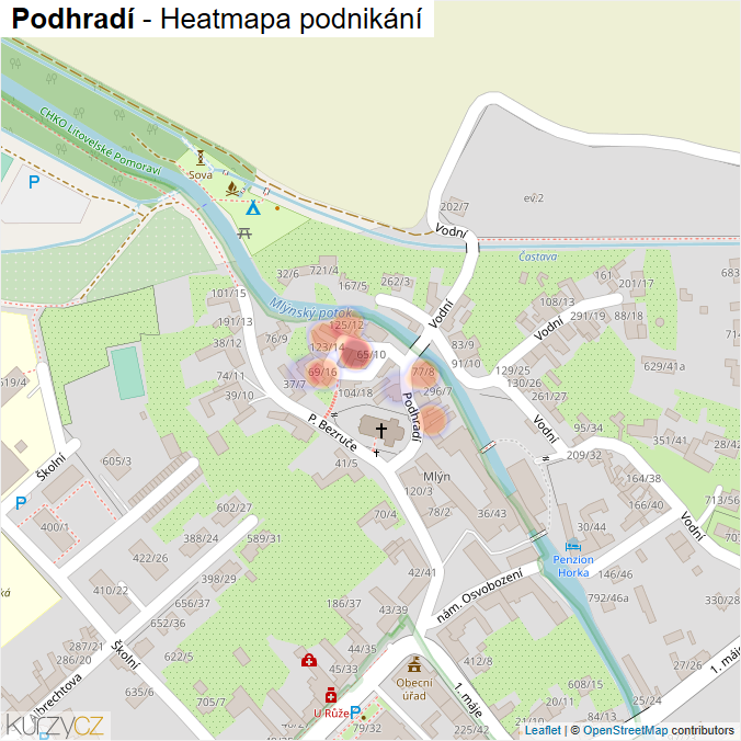 Mapa Podhradí - Firmy v ulici.