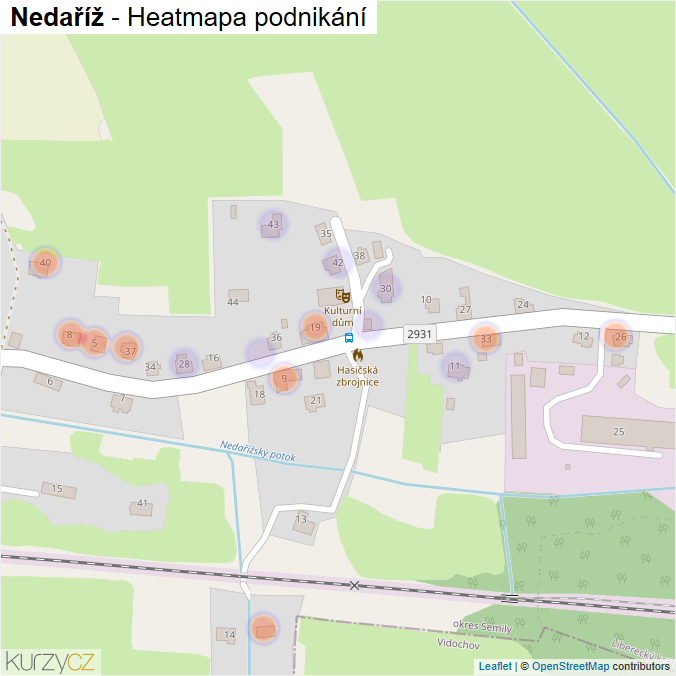 Mapa Nedaříž - Firmy v části obce.