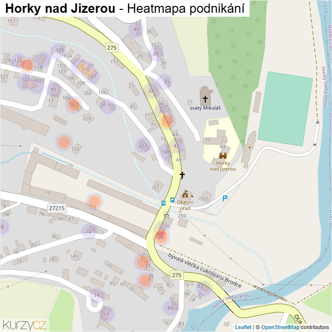 Mapa Horky nad Jizerou - Firmy v části obce.