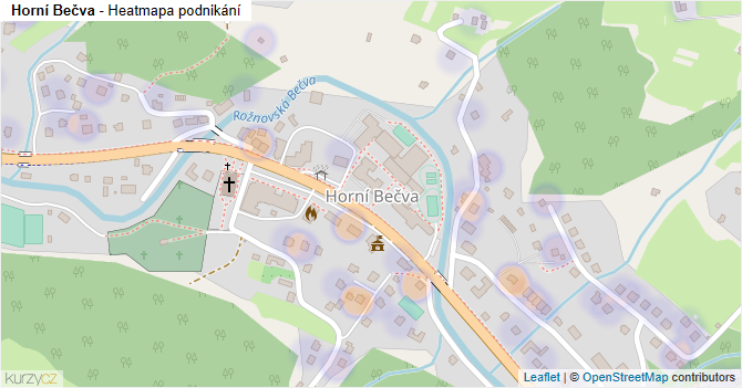 Horní Bečva - mapa podnikání