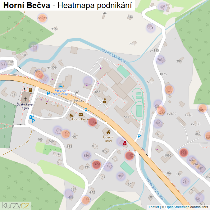 Mapa Horní Bečva - Firmy v obci.