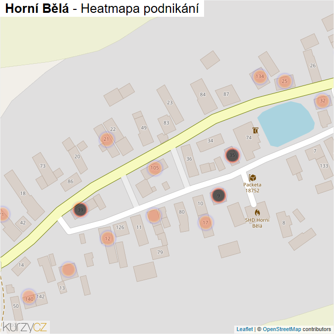 Mapa Horní Bělá - Firmy v obci.