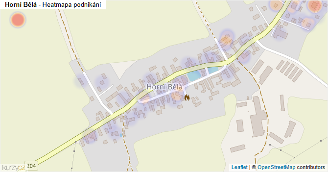 Horní Bělá - mapa podnikání