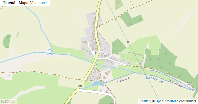 Tlucná - mapa části obce