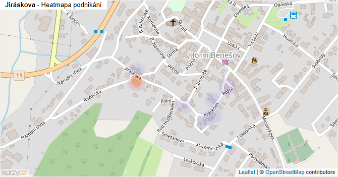 Jiráskova - mapa podnikání