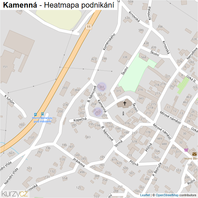 Mapa Kamenná - Firmy v ulici.