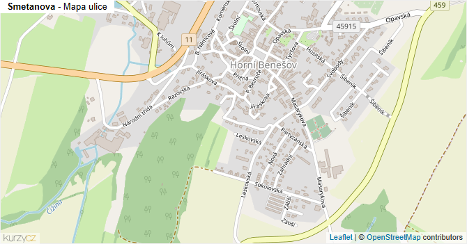 Smetanova - mapa ulice