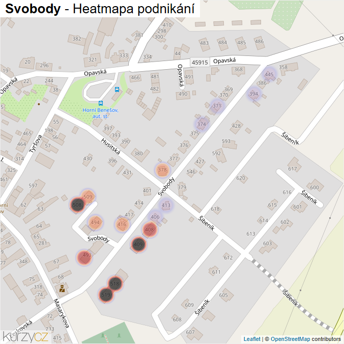 Mapa Svobody - Firmy v ulici.
