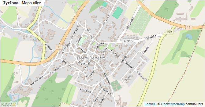 Tyršova - mapa ulice