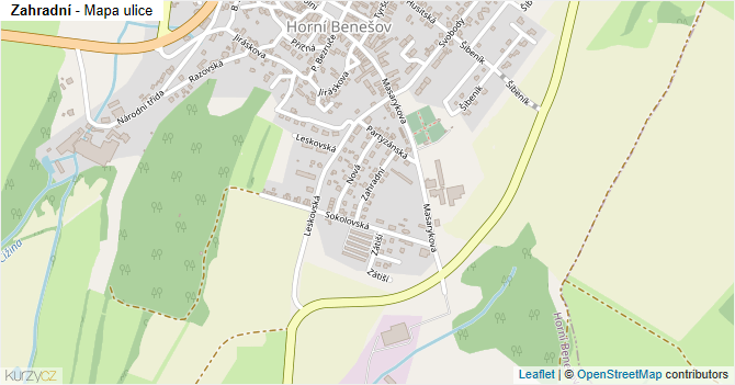 Zahradní - mapa ulice