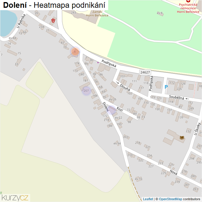 Mapa Dolení - Firmy v ulici.