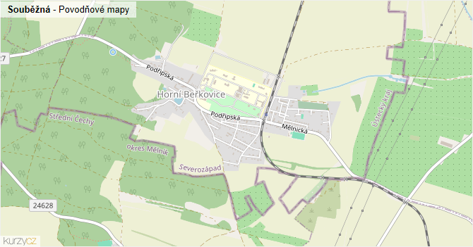 Souběžná - záplavové mapy stoleté vody