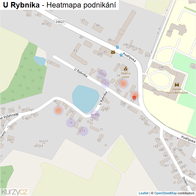 Mapa U Rybníka - Firmy v ulici.