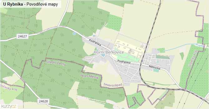U Rybníka - záplavové mapy stoleté vody