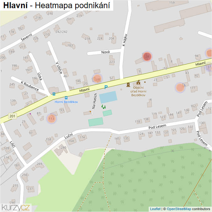 Mapa Hlavní - Firmy v ulici.