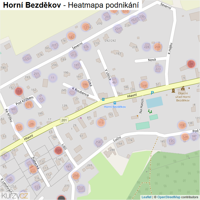 Mapa Horní Bezděkov - Firmy v části obce.