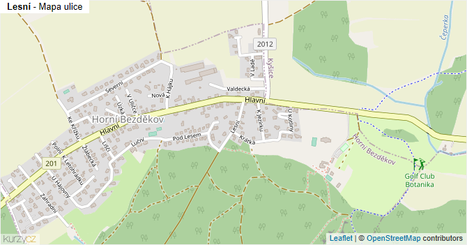 Lesní - mapa ulice