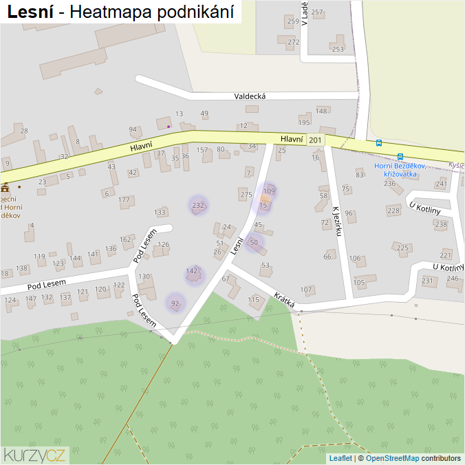 Mapa Lesní - Firmy v ulici.