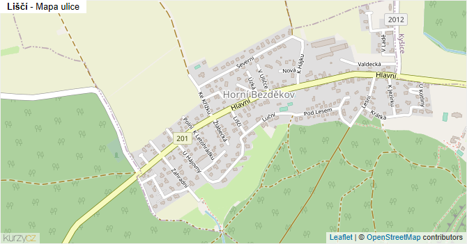 Liščí - mapa ulice