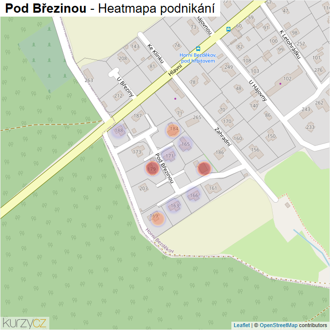 Mapa Pod Březinou - Firmy v ulici.