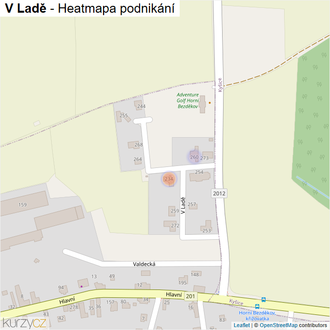 Mapa V Ladě - Firmy v ulici.