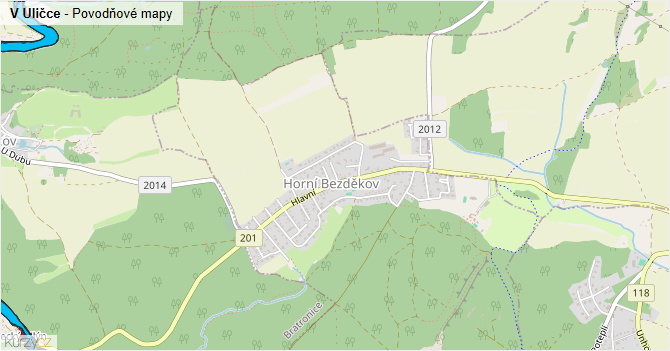 V Uličce - záplavové mapy stoleté vody