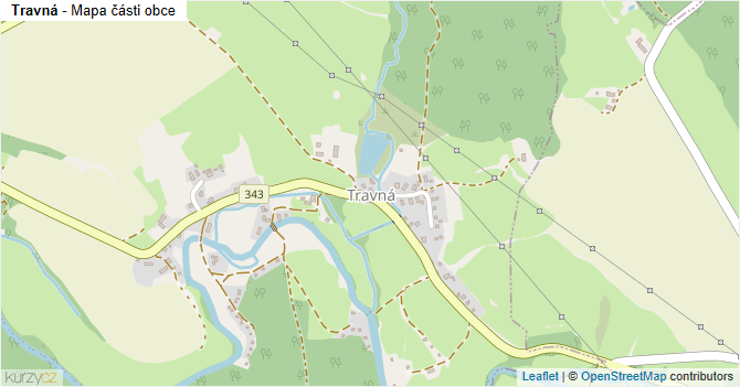 Travná - mapa části obce